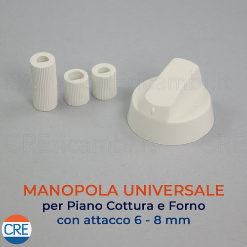 Kit Universale Bianco 1 Manopola con Innesti Attacchi 6 / 8 mm