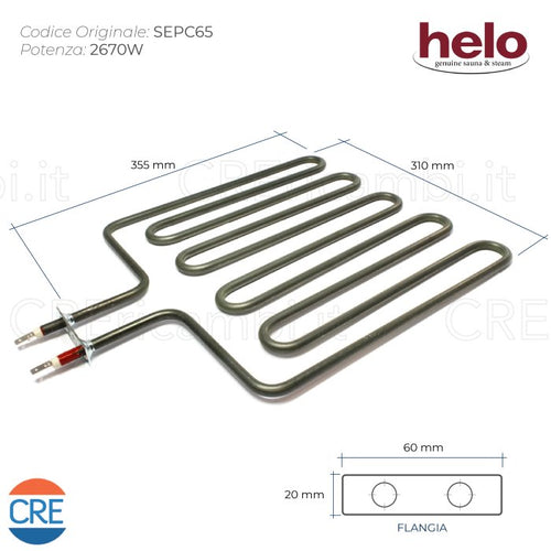 Resistenza 2670W per Sauna Helo, 355x310 cm