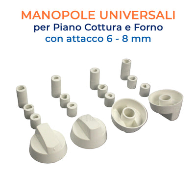 Kit Universale Bianco 4 Manopole con Innesto Attacco da 6 / 8 mm