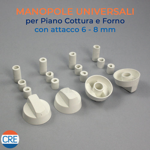 Kit Universale Bianco 4 Manopole con Innesto Attacco da 6 / 8 mm