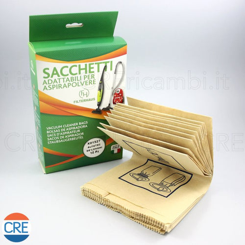 Sacchetti Carta x10 per Bidone Aspirapolvere, 30x18 cm