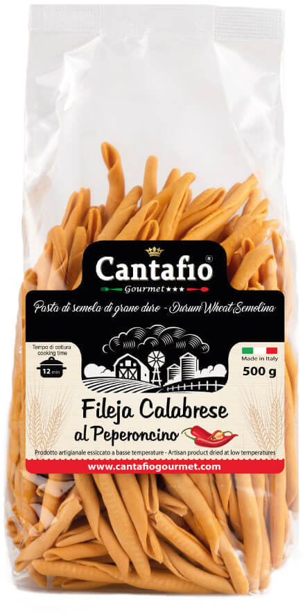 Fileja al Peperoncino pasta tipica calabrese CANTAFIO GOURMET® al peperoncino con peperoncino nell'impasto di semola di grano duro 500gr