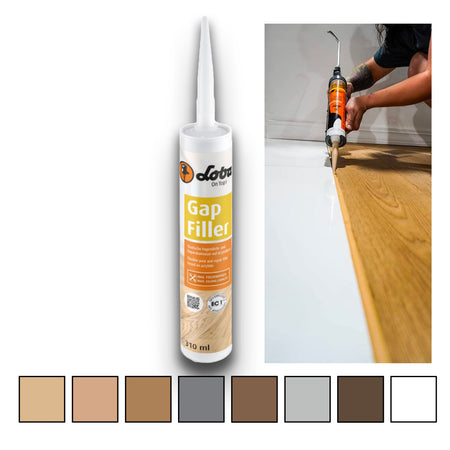 4 prodotti in uno - GAPFILLER Loba Stucco per pavimenti e Zoccolini e Colla per parquet e battiscopa, 1x310ml - Eternal Parquet