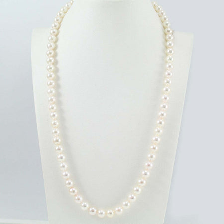 Filo perle per collana Akoya giapponesi 6,5 / 7 Coscia bianco con sfumature naturali