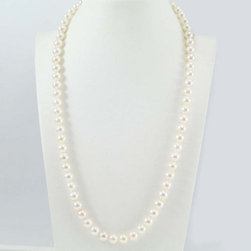 Filo perle per collana Akoya giapponesi 6,5 / 7 Coscia bianco con sfumature naturali