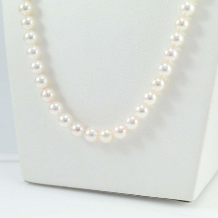 Filo perle per collana Akoya giapponesi 6,5 / 7 Coscia bianco con sfumature naturali