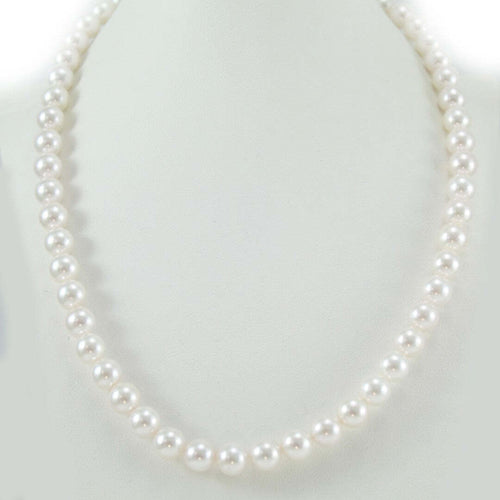 Filo perle per collana Akoya giapponesi 7,5 / 8 Coscia bianco con sfumature naturali