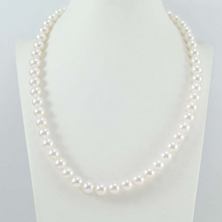 Filo perle per collana Akoya giapponesi 7,5 / 8 Coscia bianco con sfumature naturali
