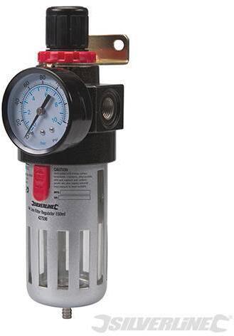 Filtro regolatore per aria compressa pressione manometro Silverline 150 ml