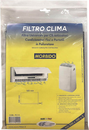 Filtro Universale 300x500x5 millimetri (ritagliabile) Per Climatizzatori Fissi e Portatili di tutte le marche in Poliuretano
