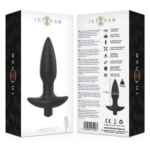 Ancelot plug anale a Spadone inseribile 11,4 cm vibrazioni 10 X nero USB
