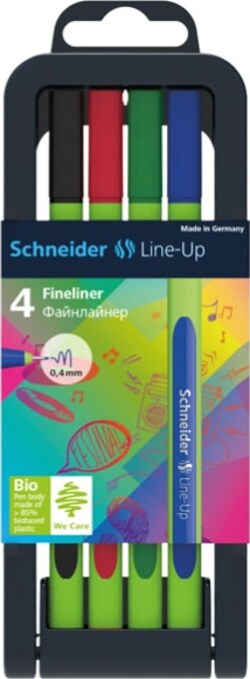 Fineliner Line-Up - punta 0 4mm - colori assortiti - Schneider - astuccio 4 colori Cancelleria e prodotti per ufficio/Penne matite scrittura e correzione/Penne e ricariche/Penne a punta porosa Eurocartuccia - Pavullo, Commerciovirtuoso.it