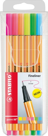 Fineliner Point 88 - tratto 0 4 mm - colori assortiti neon - Stabilo - conf. 6 pezzi Cancelleria e prodotti per ufficio/Penne matite scrittura e correzione/Penne e ricariche/Penne a punta porosa Eurocartuccia - Pavullo, Commerciovirtuoso.it