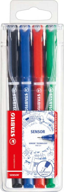 Fineliner Stabilo Sensor - tratto 0 3mm - 4 colori assortiti - Stabilo - conf. 4 pezzi Cancelleria e prodotti per ufficio/Penne matite scrittura e correzione/Penne e ricariche/Penne a punta porosa Eurocartuccia - Pavullo, Commerciovirtuoso.it