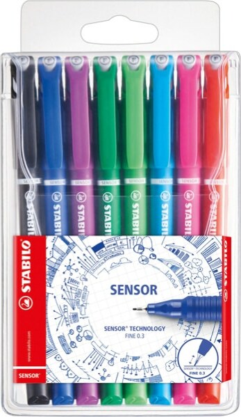 Fineliner Stabilo Sensor - tratto 0 3mm - 8 colori assortiti - Stabilo - conf. 8 pezzi Cancelleria e prodotti per ufficio/Penne matite scrittura e correzione/Penne e ricariche/Penne a punta porosa Eurocartuccia - Pavullo, Commerciovirtuoso.it