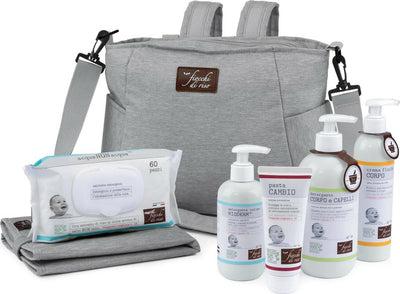 Fiocchi di Riso - COFANETTO BORSA FASCIATOIO - Kit cura della pelle dei neonati: Salviette Acqua NON Acqua, Pasta Cambio, Crema Fluida Corpo, Detergente Intimo Mioderm, Detergente Corpo, Capelli Talco Prima infanzia/Cambio del pannolino/Borse fasciatoio/Zaini fasciatoio Sanitaria Gioia del Bimbo - Villa San Giovanni, Commerciovirtuoso.it