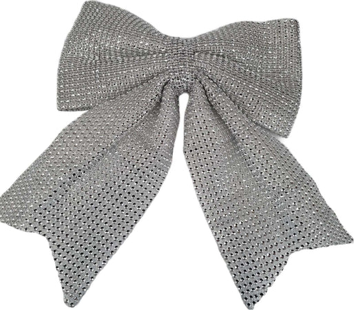 Fiocco argentato con diamantini decorazione natalizia per interno da 30 cm Casa e cucina/Decorazioni per interni/Addobbi e decorazioni per ricorrenze/Decorazioni natalizie/Fiocchi e nastri MagiediNatale.it - Altamura, Commerciovirtuoso.it