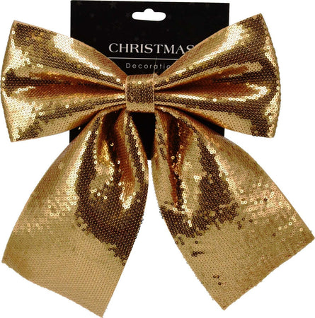 Fiocco decorativo natalizio con paillettes e glitter da 30 x 24 cm Casa e cucina/Decorazioni per interni/Addobbi e decorazioni per ricorrenze/Decorazioni natalizie/Fiocchi e nastri MagiediNatale.it - Altamura, Commerciovirtuoso.it
