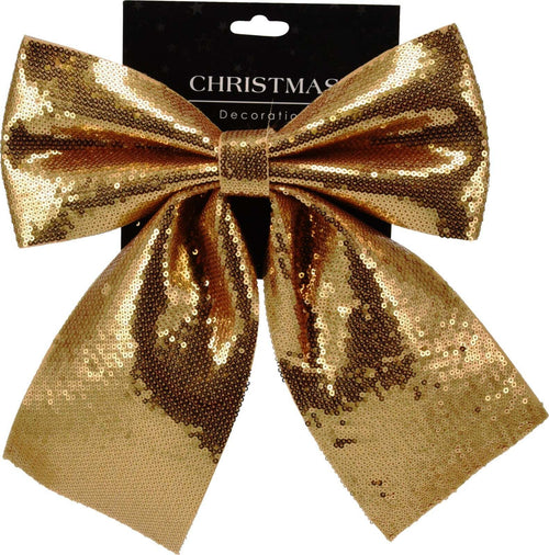 Fiocco decorativo natalizio con paillettes e glitter da 30 x 24 cm Casa e cucina/Decorazioni per interni/Addobbi e decorazioni per ricorrenze/Decorazioni natalizie/Fiocchi e nastri MagiediNatale.it - Altamura, Commerciovirtuoso.it