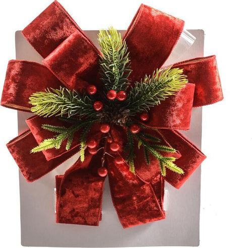 Fiocco decorato con coccarda rossa, appendibile, da 26 x 75 cm Casa e cucina/Decorazioni per interni/Addobbi e decorazioni per ricorrenze/Decorazioni natalizie/Fiocchi e nastri MagiediNatale.it - Altamura, Commerciovirtuoso.it