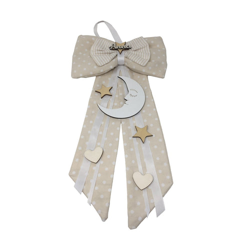 Fiocco nascita in cotone e legno, personalizzabile 30 x h 50 cm Made in Italy