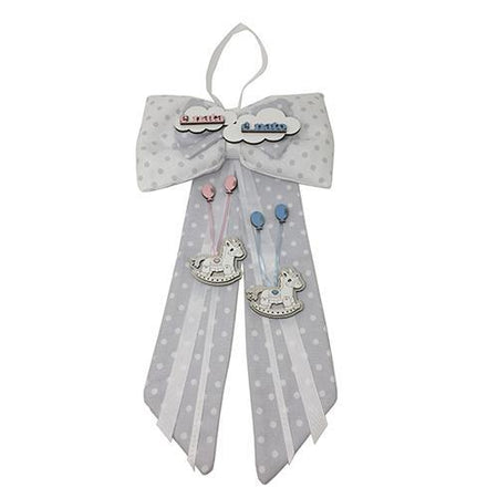 Fiocco nascita in cotone e legno, personalizzabile 30 x h 50 cm "Made in Italy"