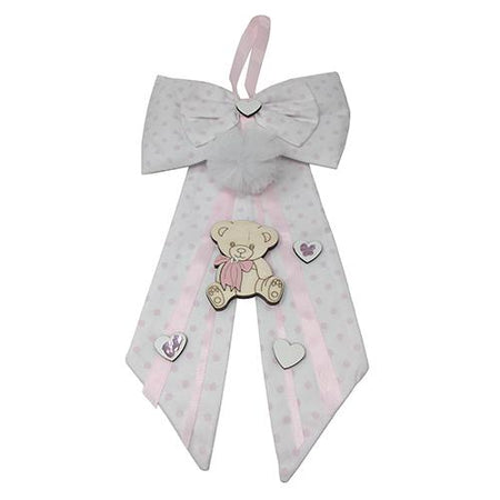 Fiocco nascita in cotone e legno, personalizzabile 30 x h 50 cm "Made in Italy"