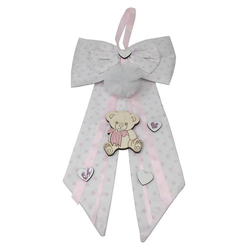 Fiocco nascita in cotone e legno, personalizzabile 30 x h 50 cm Made in Italy