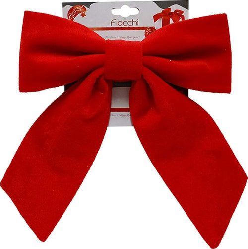 Fiocco Rosso in velluto decorazione natalizia per albero e ghirlanda dietro porta Casa e cucina/Decorazioni per interni/Addobbi e decorazioni per ricorrenze/Decorazioni natalizie/Fiocchi e nastri MagiediNatale.it - Altamura, Commerciovirtuoso.it