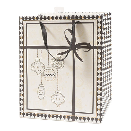 Sacchetto per confezioni regalo Nero natalizie decorato con palline da 31 cm