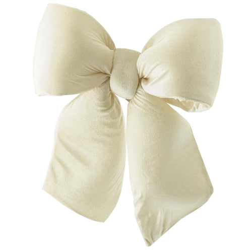 Fiocco in velluto imbottito decorazione natalizia per albero e ghirlanda dietro porta