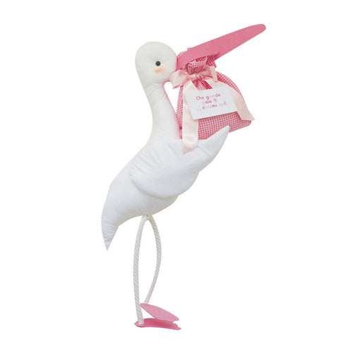 Annuncio nascita in tessuto Cicogna Maxi Fantasy Loppiano (Rosa)