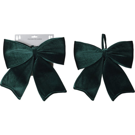Set 4 Fiocchi in Velluto Verde per decorazioni Interne ed Esterne 30 x 34 cm