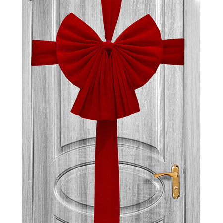 Fiocco natalizio per porta ingresso in velluto da appendere