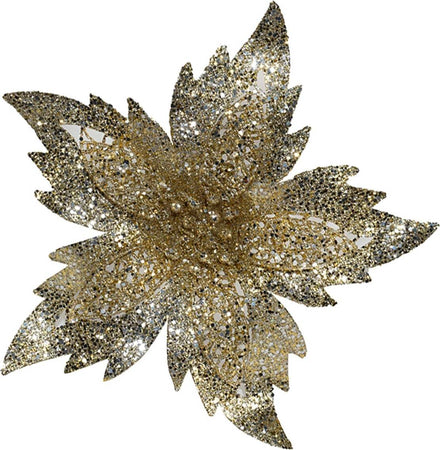 Fiore decorativo natalizio effetto brillantinato con stelo per alberi e ghirlande h 27 cm Casa e cucina/Decorazioni per interni/Addobbi e decorazioni per ricorrenze/Decorazioni natalizie/Ghirlande e corone MagiediNatale.it - Altamura, Commerciovirtuoso.it