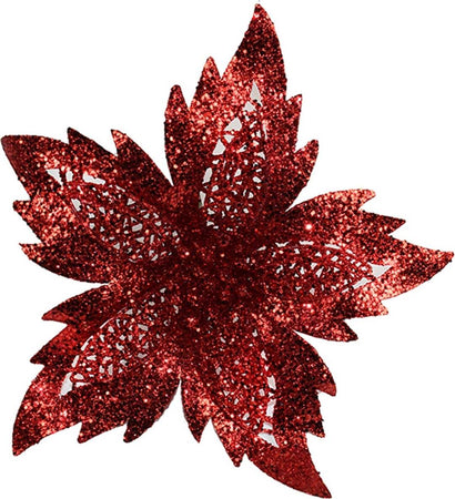Fiore decorativo natalizio effetto brillantinato con stelo per alberi e ghirlande h 27 cm Casa e cucina/Decorazioni per interni/Addobbi e decorazioni per ricorrenze/Decorazioni natalizie/Ghirlande e corone MagiediNatale.it - Altamura, Commerciovirtuoso.it