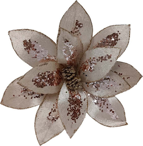 Fiore decorativo natalizio effetto paillettes con stelo per alberi e ghirlande h 27 cm Casa e cucina/Decorazioni per interni/Addobbi e decorazioni per ricorrenze/Decorazioni natalizie/Ghirlande e corone MagiediNatale.it - Altamura, Commerciovirtuoso.it