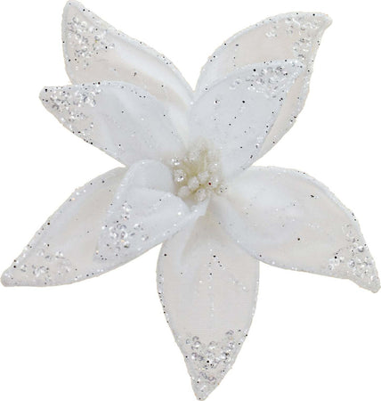Fiore decorativo Poinsettia in velluto Bianco con clip, decorazione da 20 cm Casa e cucina/Decorazioni per interni/Addobbi e decorazioni per ricorrenze/Decorazioni natalizie/Ghirlande e corone MagiediNatale.it - Altamura, Commerciovirtuoso.it