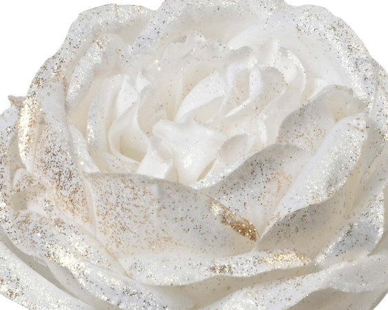 Fiore decorativo rosa in poliestere Bianco con clip, decorazione da 57 cm Casa e cucina/Decorazioni per interni/Addobbi e decorazioni per ricorrenze/Decorazioni natalizie/Ghirlande e corone MagiediNatale.it - Altamura, Commerciovirtuoso.it
