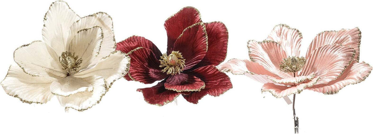 Fiore decorazione Magnolia con pinza ramo decorativo per arredamento Ø 28 cm Casa e cucina/Decorazioni per interni/Addobbi e decorazioni per ricorrenze/Decorazioni natalizie/Ghirlande e corone MagiediNatale.it - Altamura, Commerciovirtuoso.it