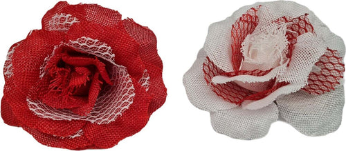 Fiore in juta rosso e bianco decorazione per albero di natale ideale per l' arredo Casa e cucina/Decorazioni per interni/Addobbi e decorazioni per ricorrenze/Decorazioni natalizie/Ghirlande e corone MagiediNatale.it - Altamura, Commerciovirtuoso.it