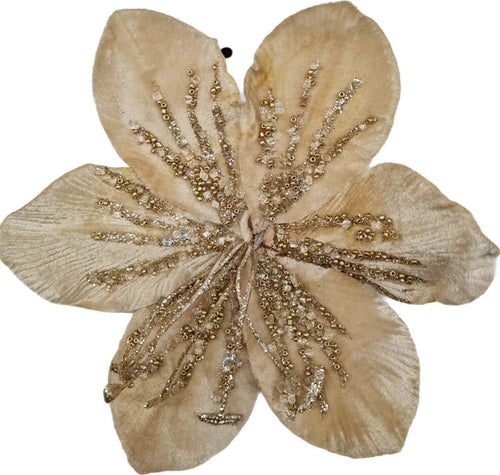 Fiore in tessuto decorazione per albero di Natale colore oro h 15 cm Casa e cucina/Decorazioni per interni/Addobbi e decorazioni per ricorrenze/Decorazioni natalizie/Ghirlande e corone MagiediNatale.it - Altamura, Commerciovirtuoso.it