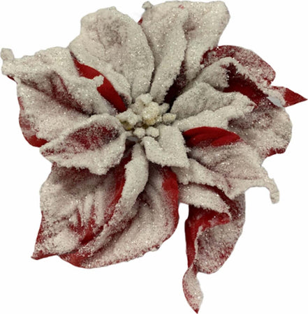 Fiore stella di Natale innevata con spillone per decorazione di Natale Casa e cucina/Decorazioni per interni/Addobbi e decorazioni per ricorrenze/Decorazioni natalizie/Oggettistica MagiediNatale.it - Altamura, Commerciovirtuoso.it