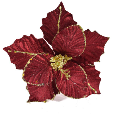 Spillone Poinsettia Bordeaux h 26 cm ramo per Alberi e Ghirlande natalizie