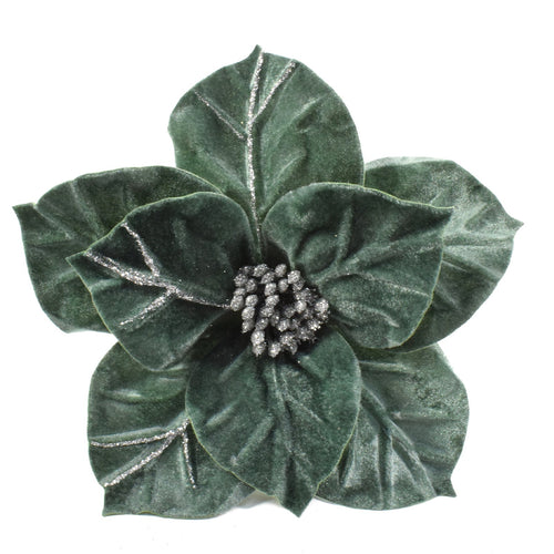 Fiore in velluto Verde h 50 cm ramo per Alberi e Ghirlande natalizie