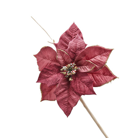 Ramo decorativo natalizio "Fiore Rosa" con petali in tessuto da Ø 25 cm