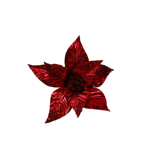 Fiore decorativo natalizio con stelo per decorazioni e composizioni h 50 cm