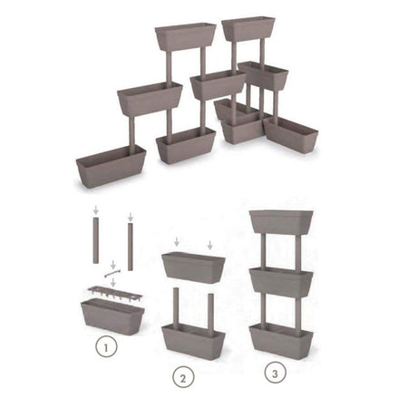 Fioriere verticali in resina Tortora per piante e fiori 50 x h 100 cm "Made in Italy"