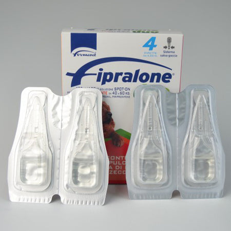Antiparassitario Cani da 40-60 kg per pulci e zecche "Fipralone Duo" Spot-on 4 pipette da 402 mg