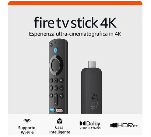 Fire TV Stick 4K con telecomando vocale Alexa con comandi per la TV